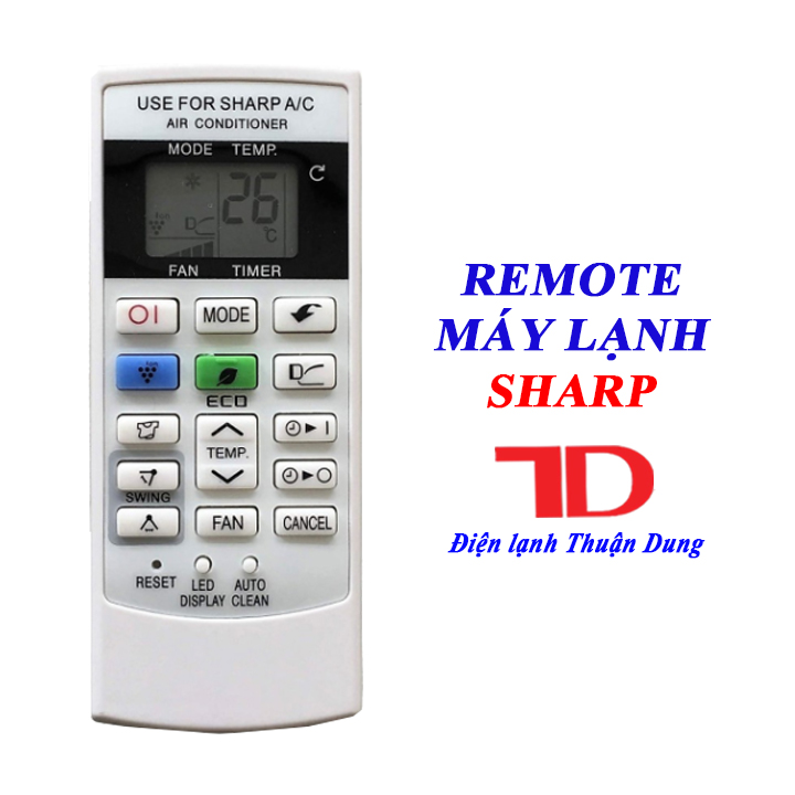 Remote dành cho máy lạnh SHARP, có nút Eco giữa