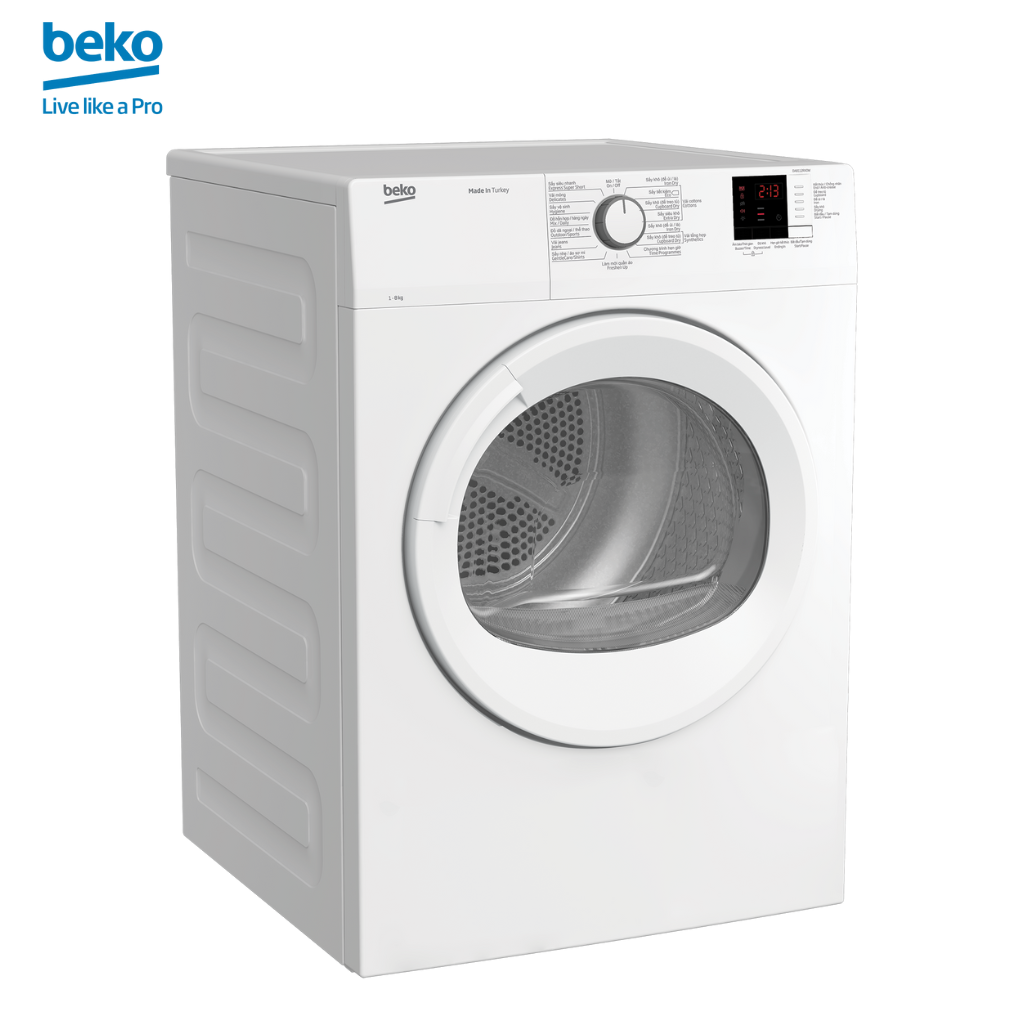 Máy Sấy Quần Áo BEKO Công Nghệ Sấy Thông Hơi 8Kg, Chống Nhăn Tự Động, Lọc Bụi Vải - DA8112RX0W - Hàng Chính Hãng