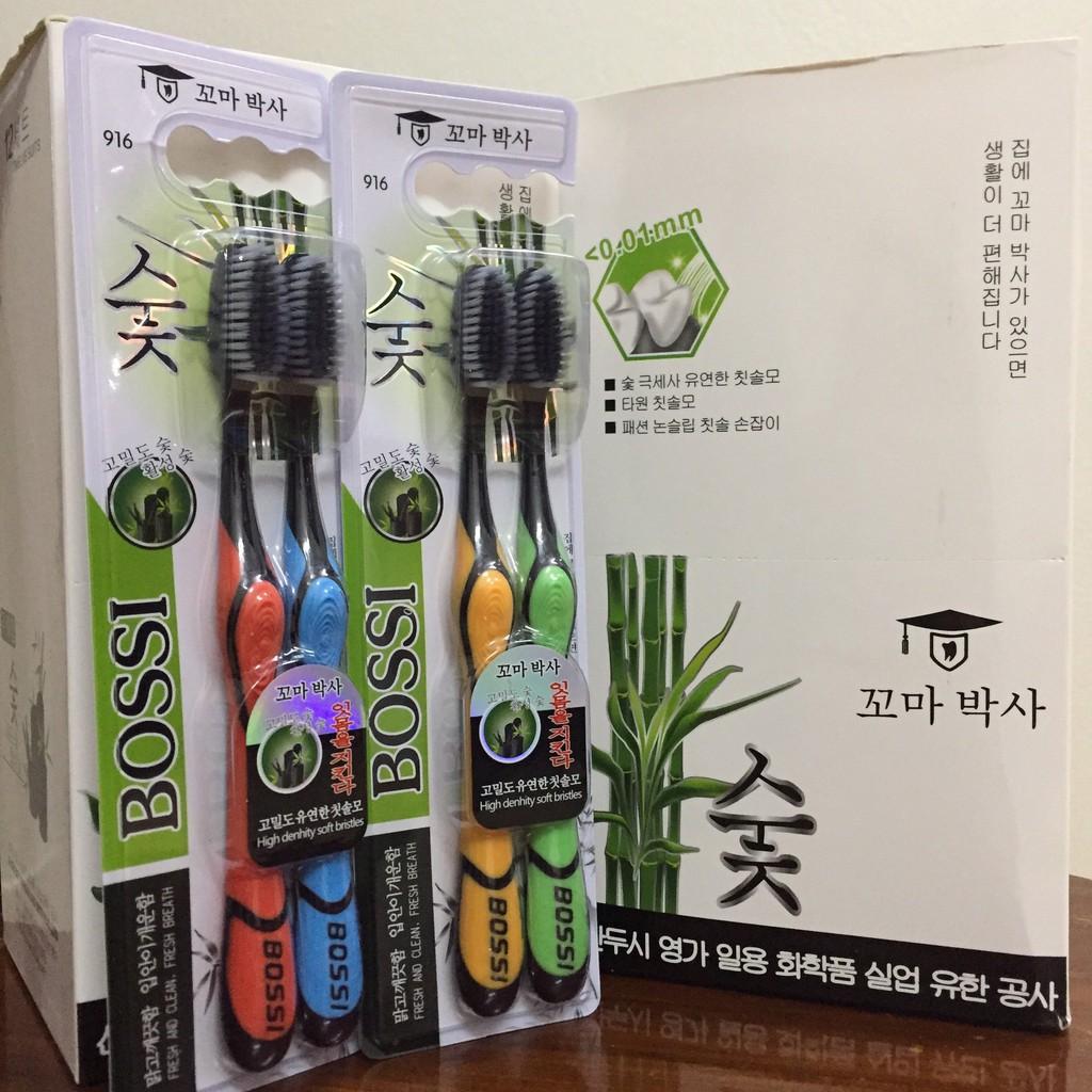 Hộp 30 Chiếc Bàn Chải Đánh Răng Than Tre Hoạt Tính Hàn Quốc Lông Bàn Chải Siêu Mềm