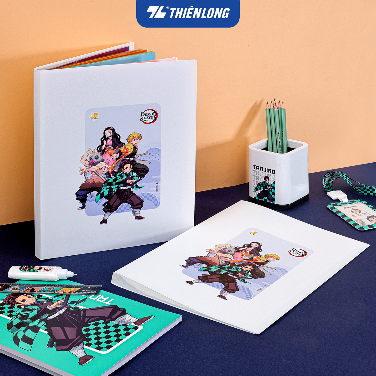Bìa/ Tập hồ sơ học sinh - văn phòng 30 lá A4 Thiên Long Demon Slayer DB-012/DS - Sức chứa 150 tờ A4