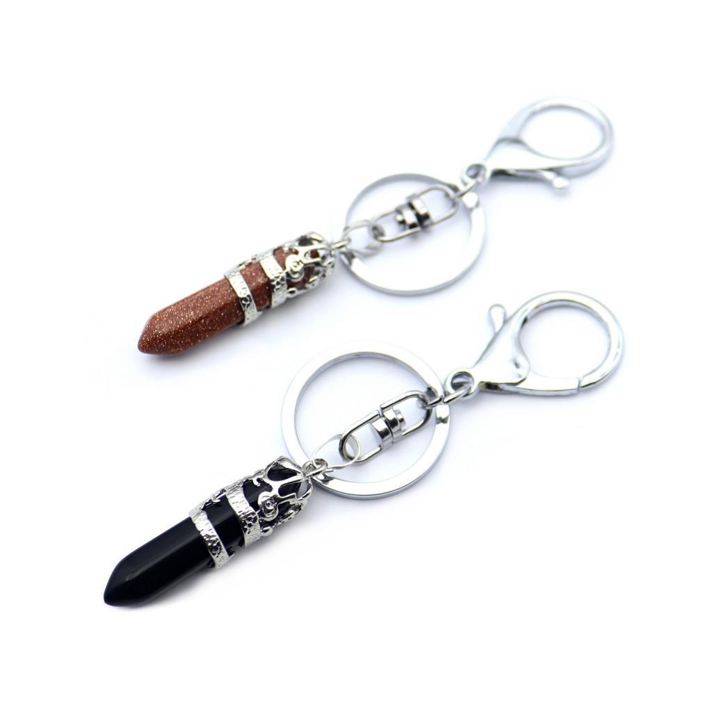 2-4pack Fashion Hexagonal Dragon Crystal Quartz Keychain Key Chain Black