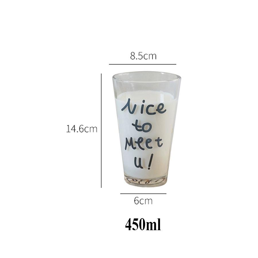 Ly Thuỷ Tinh Có Vạch Chia ml - Uống Trà, Uống Nước, Cà Phê, Sinh Tố, Nhiều Mẫu Chữ - C07