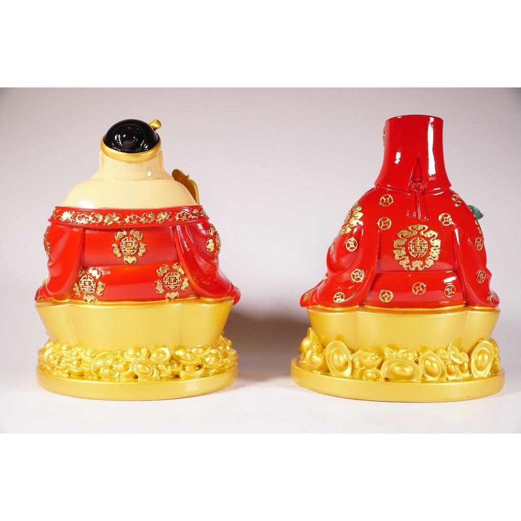 Tượng thờ Thần Tài Thổ Địa lớn vẽ màu áo đỏ - Cao 22cm