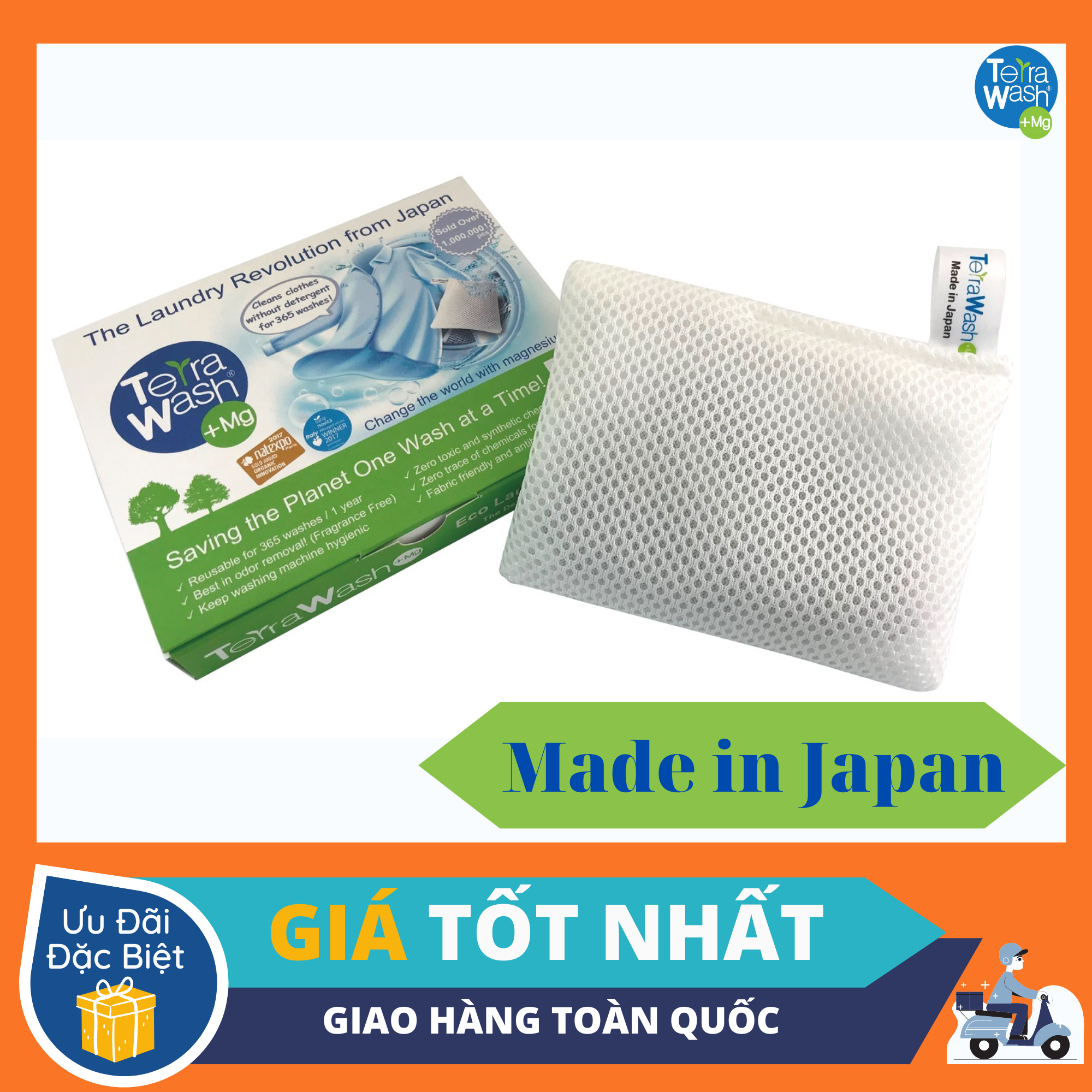 Túi Giặt Quần Áo Thông Minh Magie Terra Wash +Mg 125g Sử Dụng Được 365 Lần Giặt Mỗi Lần 8kg Quần Áo.