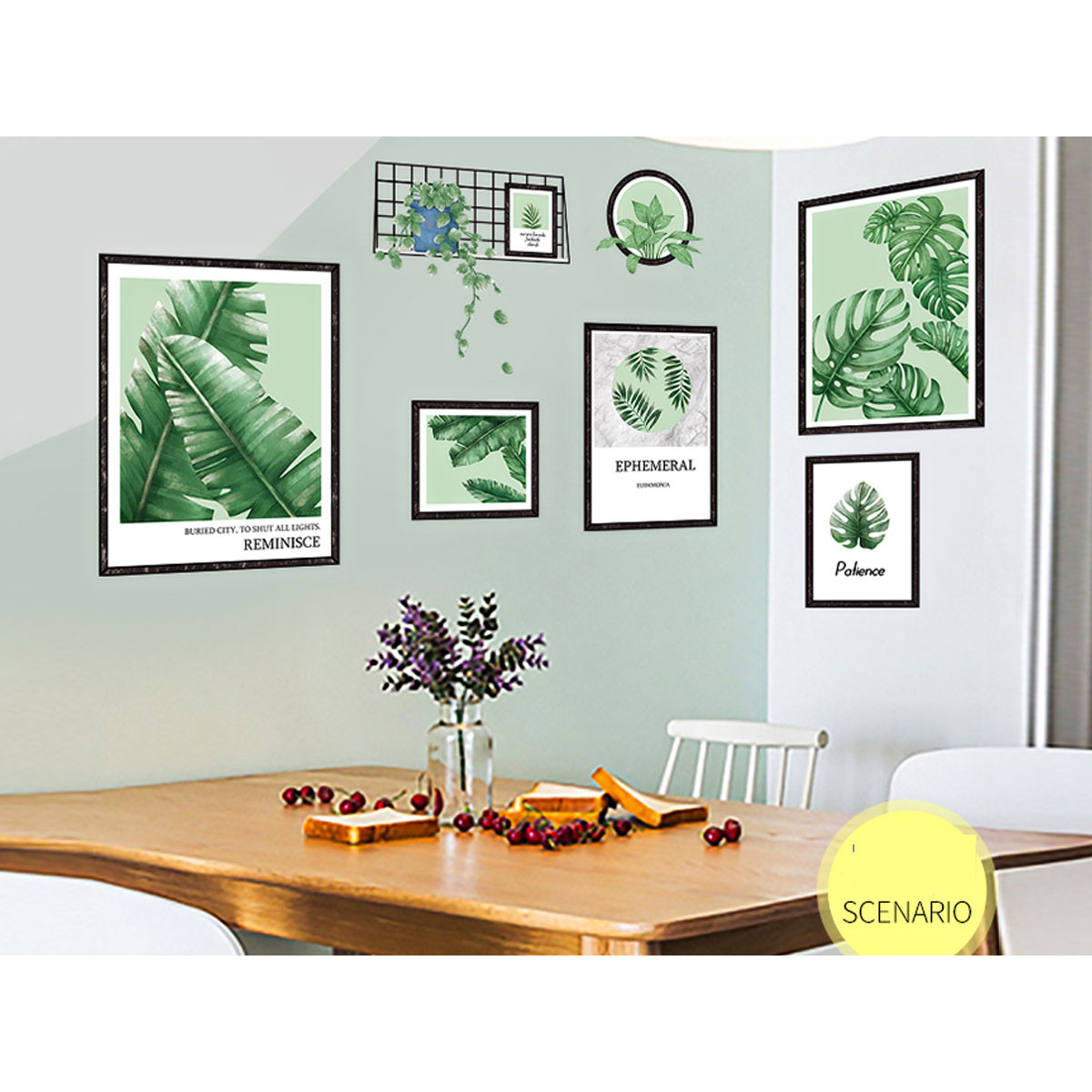DECAL KHUNG ẢNH LÁ XANH