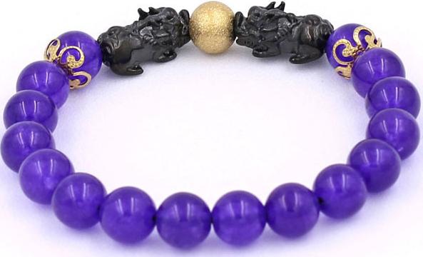 Vòng tay Thạch Anh Tím size 8 ly, 10 ly, 12 ly - Vòng tay Tỳ Hưu Đôi inox đen VTAITHHEV8 - hợp mệnh Hỏa, mệnh Thổ