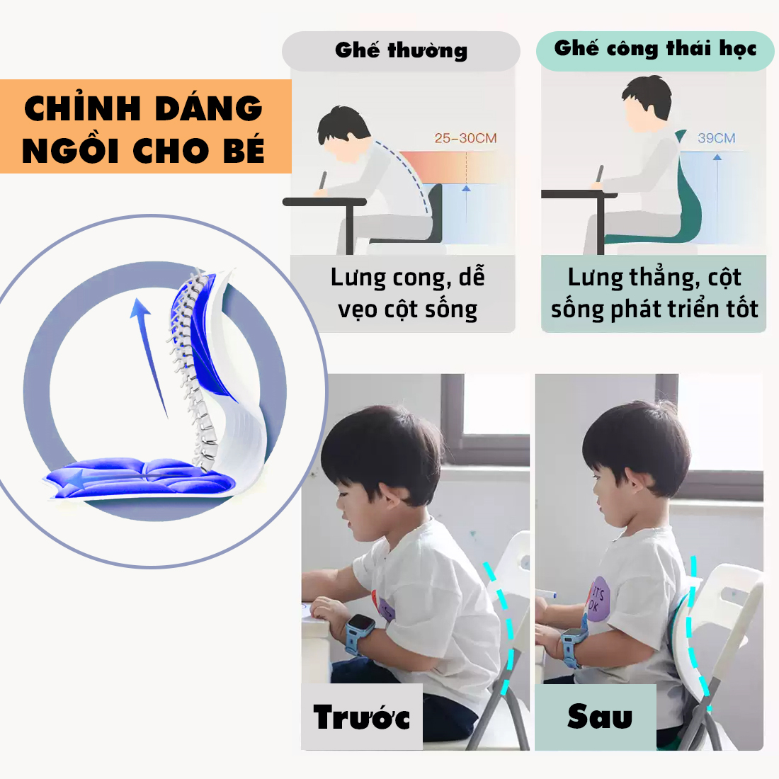 Ghế Công Thái Học Chống Gù, Điều Chỉnh Tư Thế Trẻ Em, Học SInh, Sinh Viên, Văn Phòng Legaxi