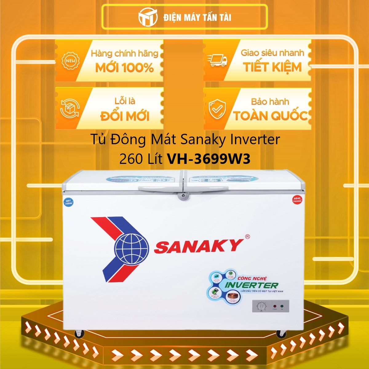Tủ đông Inverter Sanaky VH-3699W3 360 lít - Hàng Chính Hãng - Chỉ Giao Hồ Chí Minh
