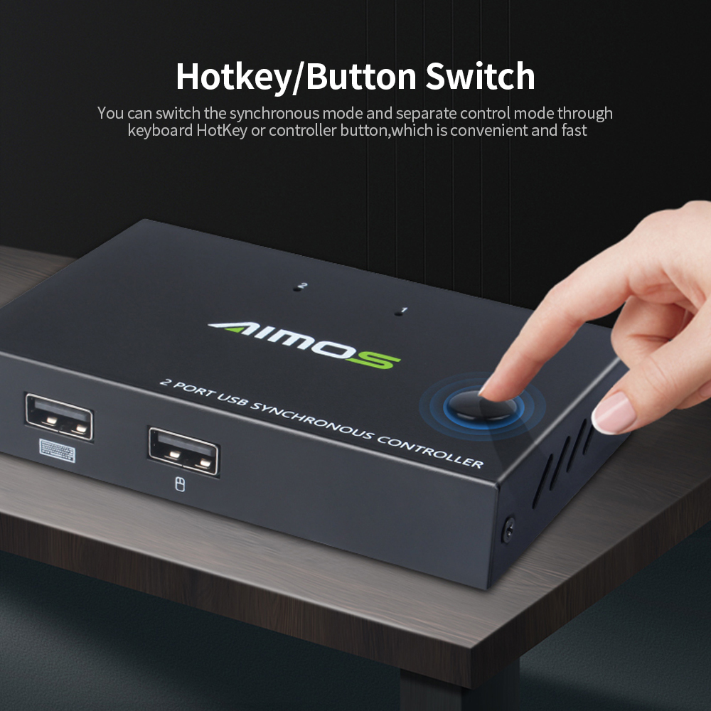 Bộ điều khiển công tắc đồng bộ AIMOS AM-KM202 2 cổng USB