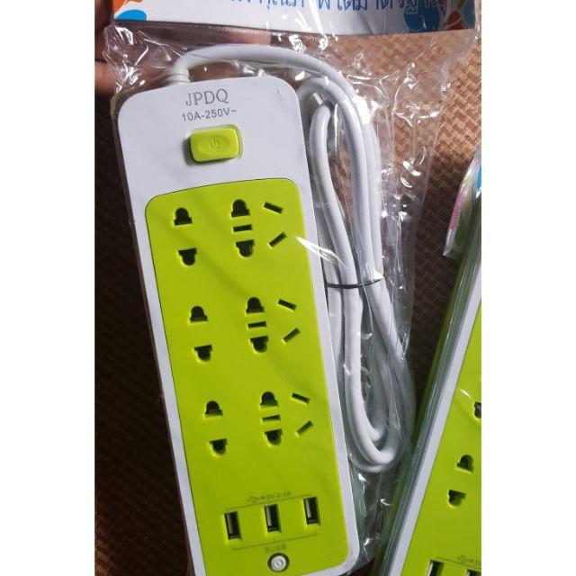 Ổ Cắm Điện Chống Giật Đa Năng Tích Hợp 3 Cổng Usb - 6 Lỗ Tiện Lợi