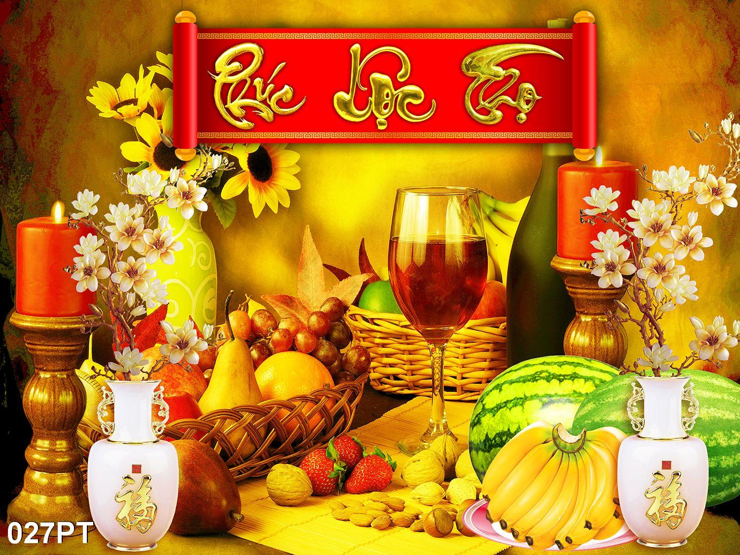 TRANH DÁN TƯỜNG VẢI LỤA 3D PHÒNG THỜ GIA TIÊN TẶNG KÈM KEO DÁN - TRANH THỜ CÚNG - TRANH MÂM QUẢ CÂU ĐỐI DÁN
