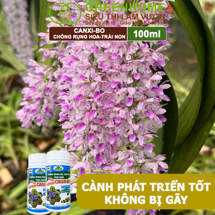 Phân bón Canxi Bo Greenhome, Chai 100ml, Tăng đậu trái, Chống rụng hoa và trái non, chống thối trái, dùng cho cây ăn quả