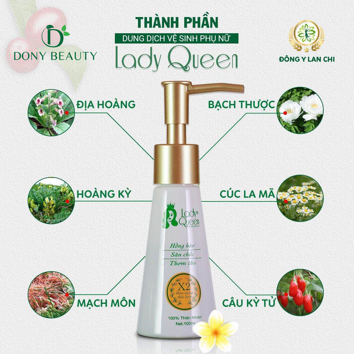 Dung Dịch Vệ Sinh Nữ Duy Trì Độ PH, Làm Sạch Nhẹ Dịu, Giảm Nấm Ngứa, Khử Mùi Hôi Lady Queen