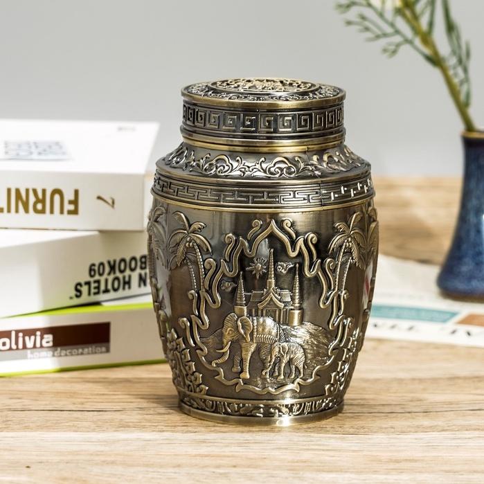Lọ đựng chè hoa văn cổ 4 mùa | Lọ chè hợp kim đồng size To | LỌ ĐỰNG TRÀ SIZE TO | LỌ TRÀ TỨ QUÝ | CHÈ VOI TO