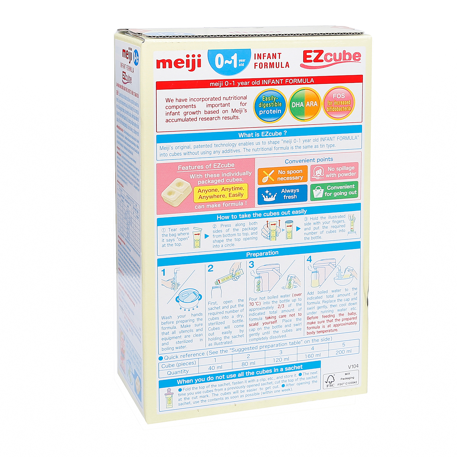 Sữa thanh Meiji Infant Formula EZcube 432g cho bé 0-1Y