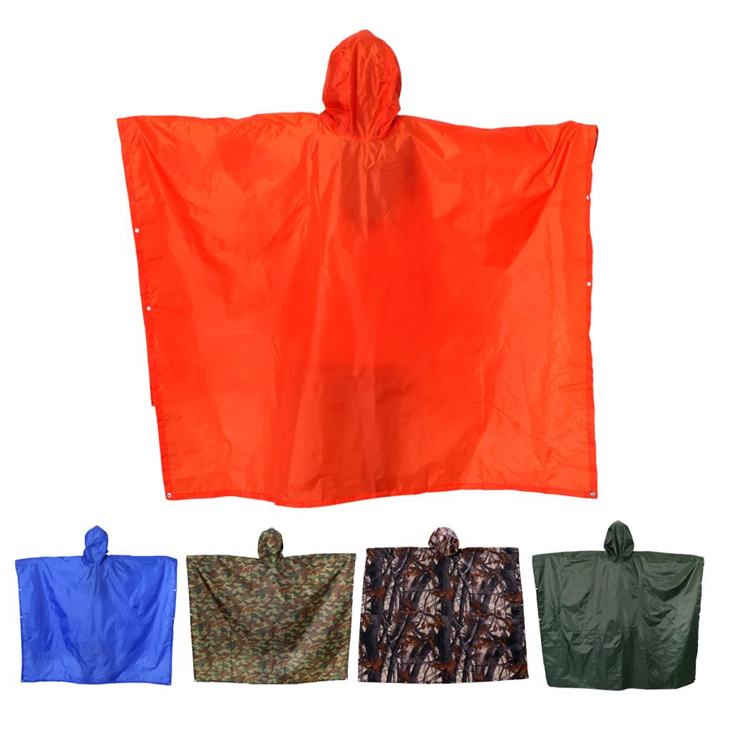 Outdoor 3in1 Raincoat Poncho Backpack Rain Cover Tent Mat Waterproof Orange