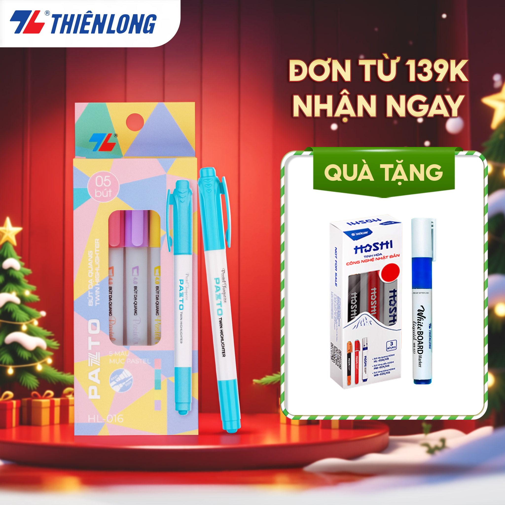 Bút dạ quang màu Pastel Thiên Long Pazto HL-016 - Bút dạ quang rửa được - Không để lại vết khi Photocopy ()