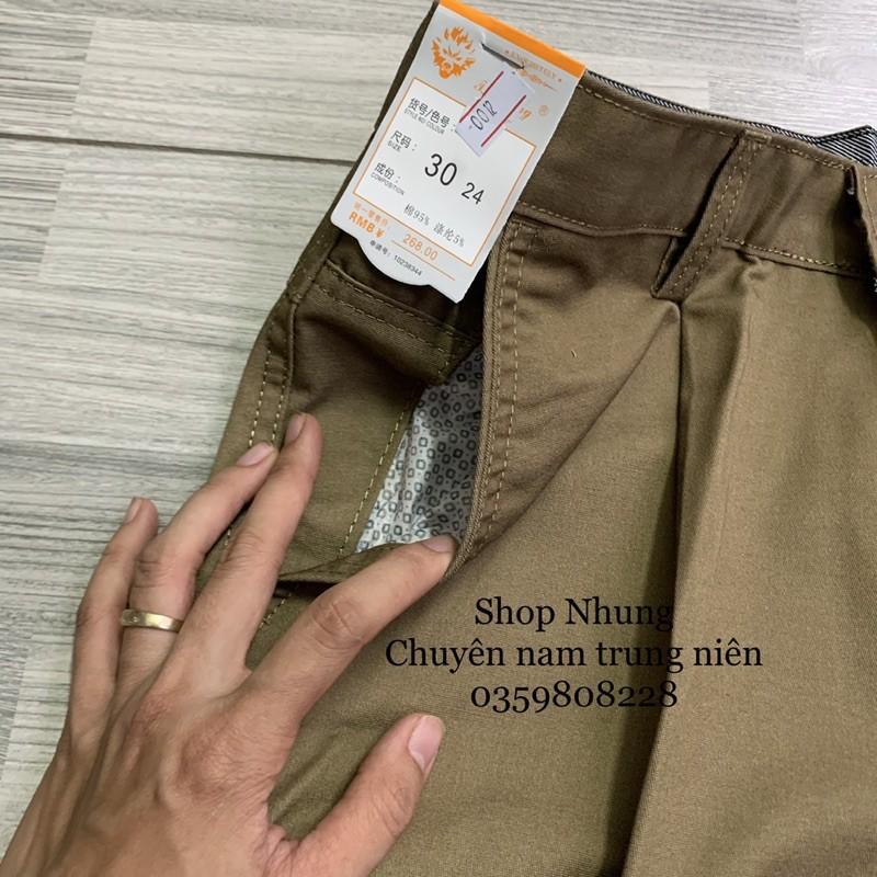 Quần ngố thô kaki nam trung niên ngon bổ rẻ dáng thụng túi chéo