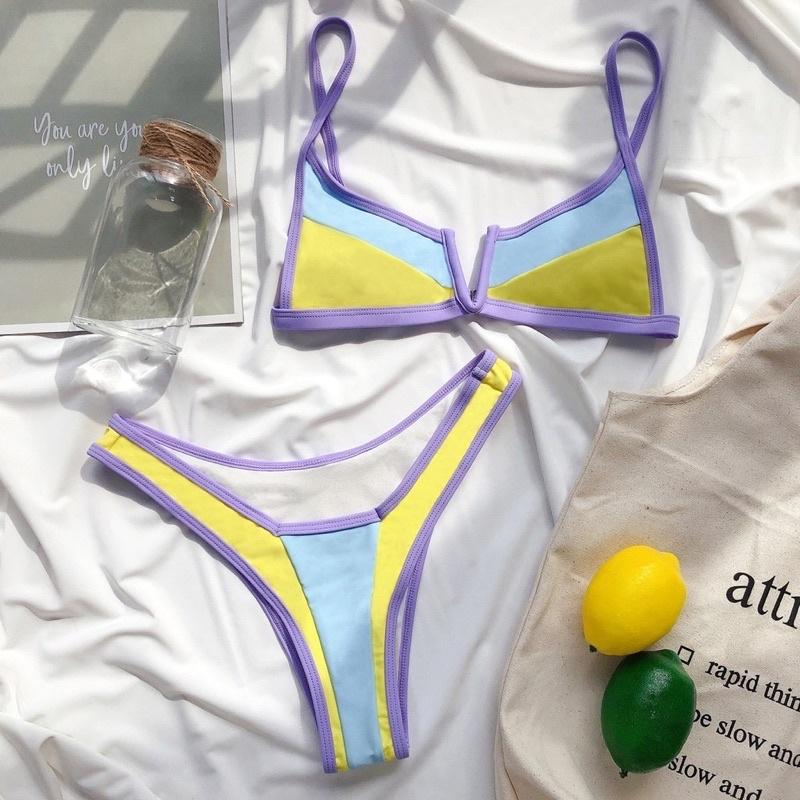 Bikini sexy phối màu khoét mông cao siêu đẹp