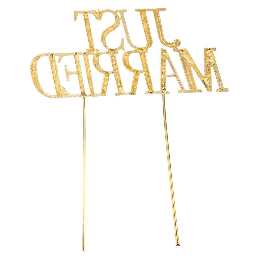 Gold Shining JUST MARRIED Cake Topper Wedding Engagement Cake Decor