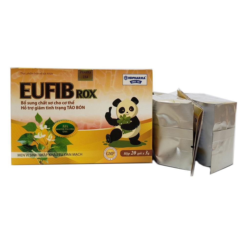 Men vi sinh EUFIB ROX Bổ xung chất xơ cho cơ thể, giảm tình trạng táo bón - Hộp 20 gói 3g