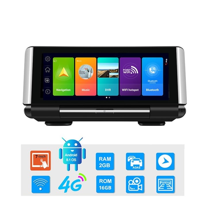 Camera hành trình đặt taplo ô tô 4G, wifi, 7 inch tích hợp cam lùi K7 - Hàng nhập khẩu