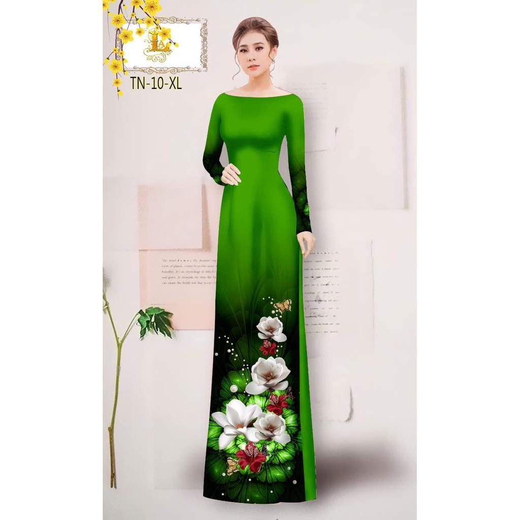 Vải may áo dài in 3D họa tiết hoa sứ nhẹ nhàng thanh lịch