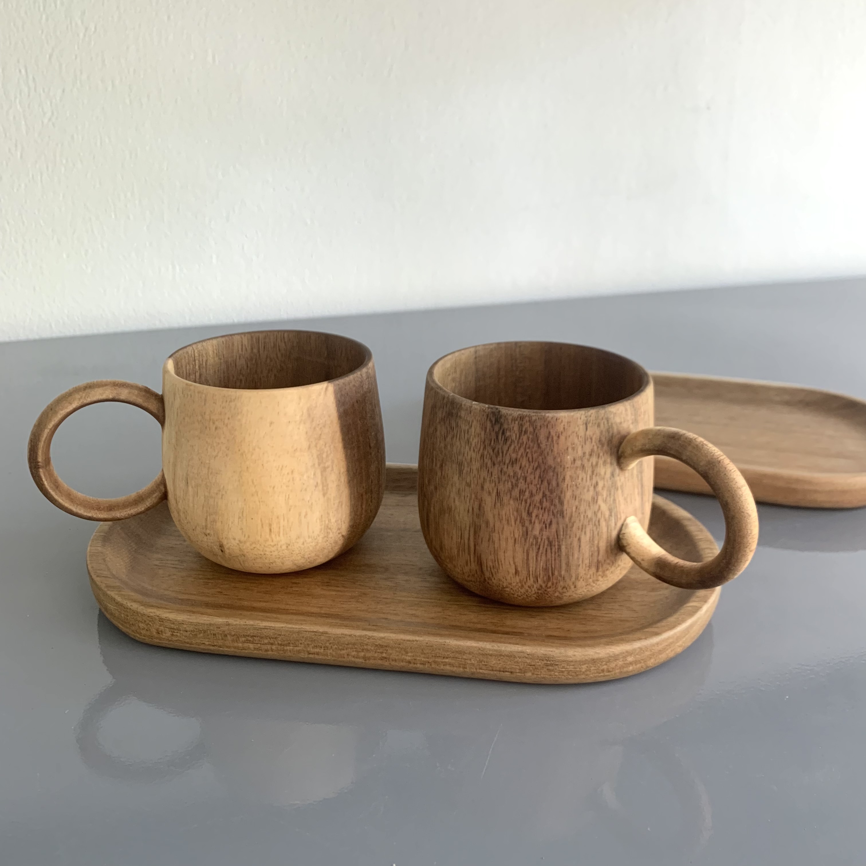 Khay Gỗ, Đĩa Gỗ Keo Nguyên Khối Oval 22x12cm Đựng Cốc uống Trà, Bánh, Hoa Quả Vitrapro
