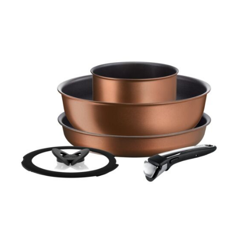 Bộ nồi chảo cán rời 5 món Tefal Ingenio Resource L6759522 (Chảo chiên 26cm, chảo xào 26cm, nồi 16cm, nắp 16cm, cán rời) - Hàng chính hãng