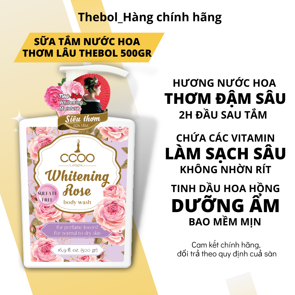 Sữa Tắm Nước Hoa Thebol CCOO Lưu Hương Thơm Lâu Trắng Sáng Da Giúp Dưỡng Ẩm Mềm Mịn An Toàn Cho Da Nhạy cảm