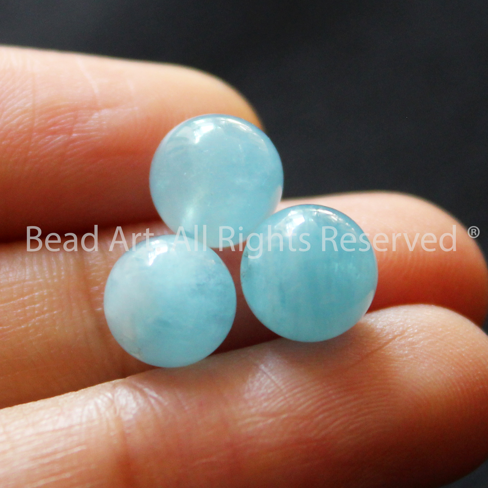 9MM Đá Aquamarine, Hải Lam Ngọc Tự Nhiên Xanh Biển Loại AA, Mệnh Thuỷ, Mộc, Đá Phối Vòng Tay Phong Thuỷ, Chuỗi Hạt - Bead Art