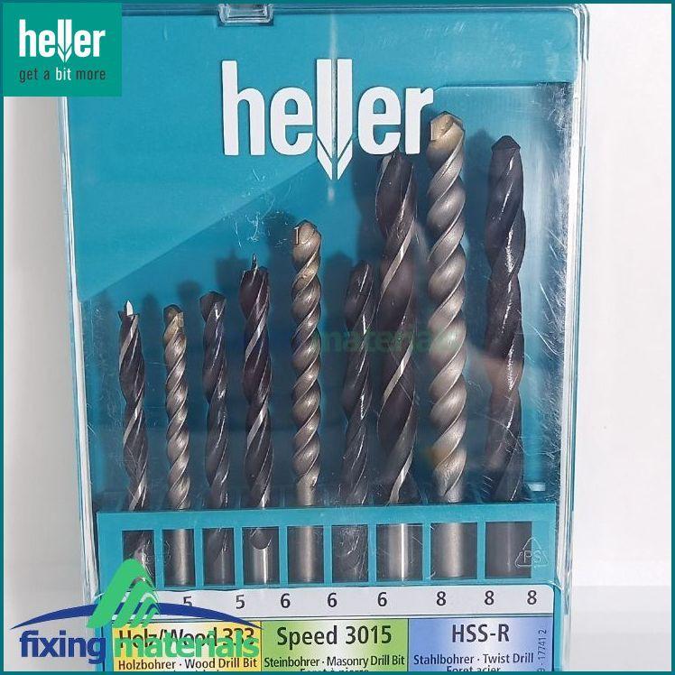 Hộp 9 mũi khoan hỗn hợp HELLER chuôi tròn