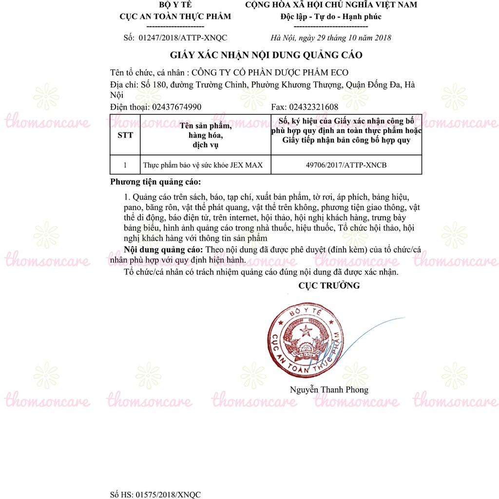 Viên uống bổ khớp Jex Max - Có tem tích điểm - Tái tạo sụn chứa Peptan, Chondroitin và Collagen