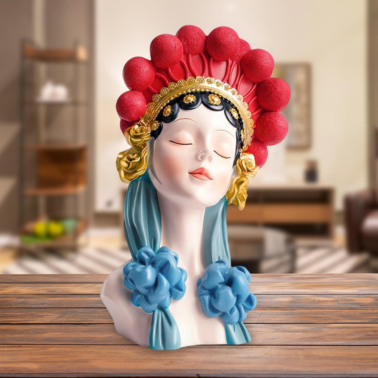 Opera Girls Statue Ornament Handicraft Resin Craft Chinese Traditional Girls Figurine for Office Desktop Bedroom Cabinet Decor