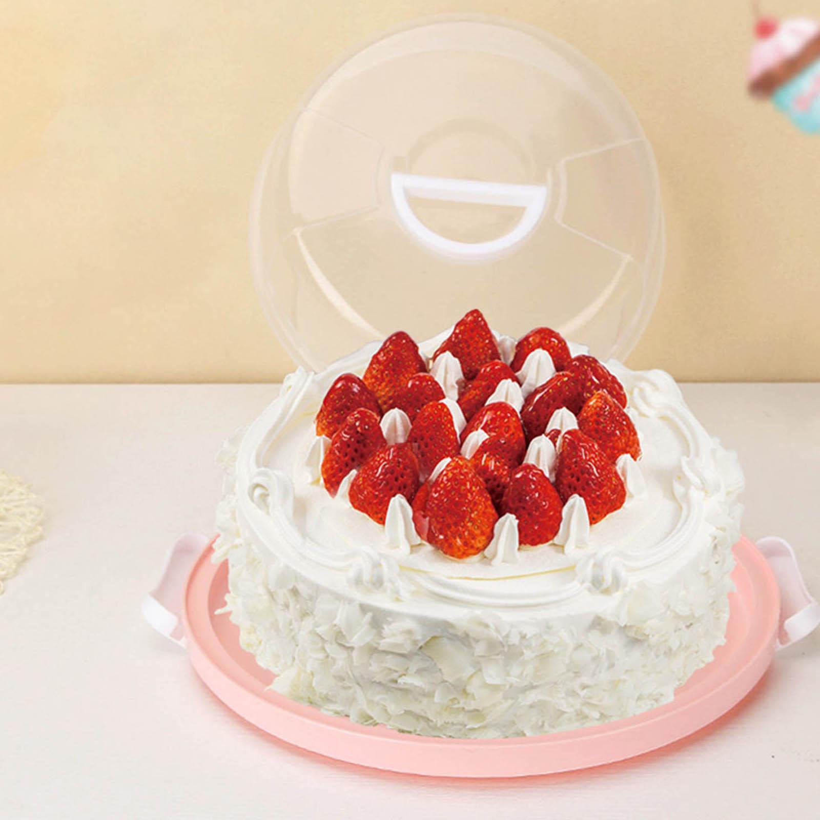 Cake Stand with Lid Cover Handle Round/Square Cake Keeper Clear Birthday