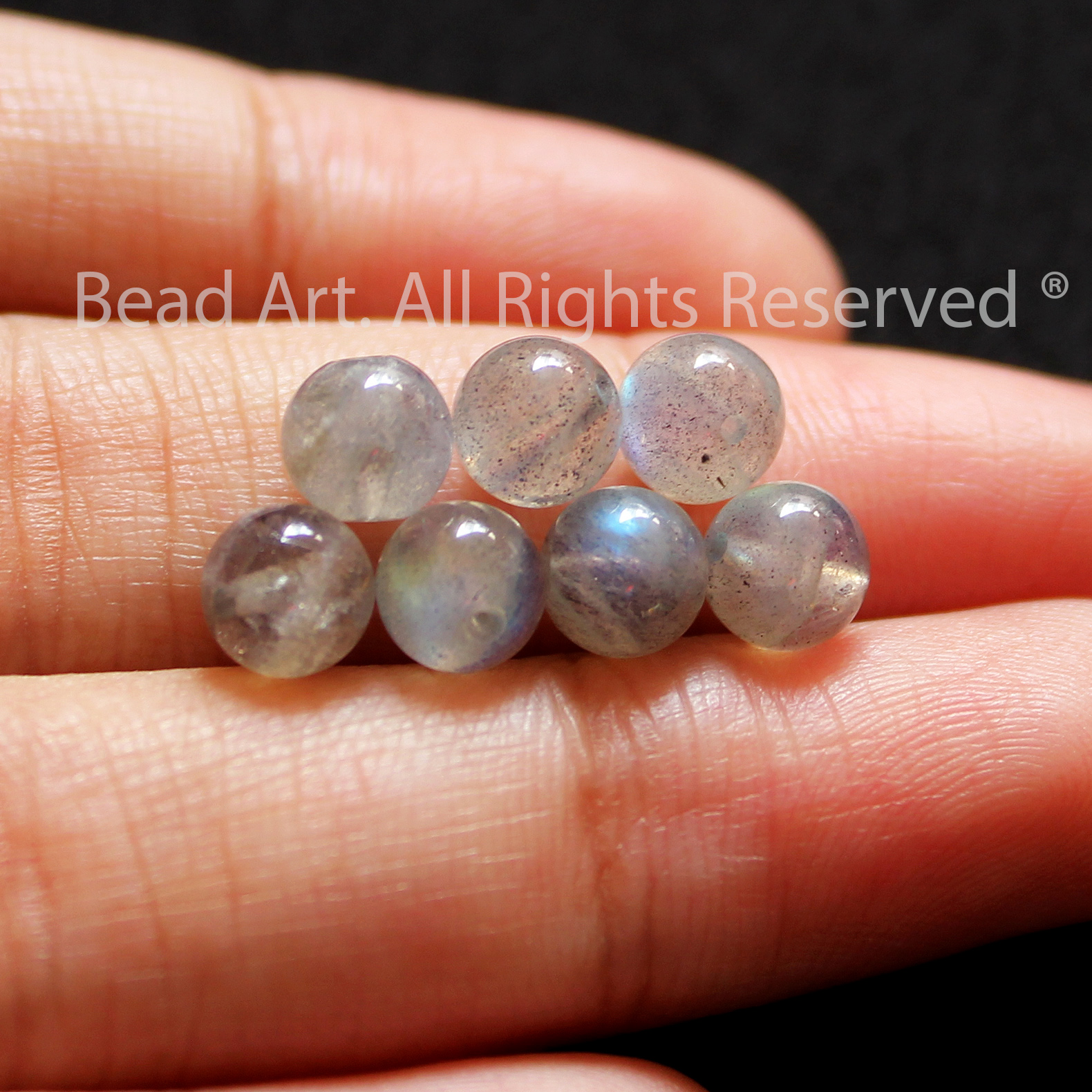 [1 Hạt/3 Hạt] 6MM Hạt Đá Labradorite Ánh Cầu Vồng Tự Nhiên Loại AB, Hắc Nguyệt Quang, Phối Vòng Tay Phong Thuỷ, Chuỗi Hạt, Mọi Cung Mệnh - Bead Art