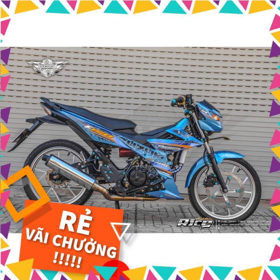 Tem Rời Raider FI Mẫu Sọc Đen Cam Xanh Chữ Raider F150