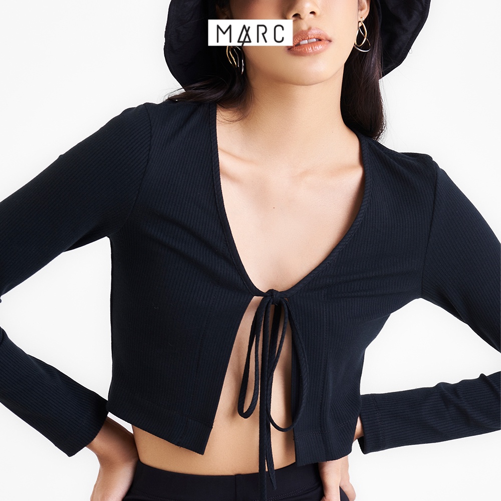 Áo khoác cardigan dài tay nữ MARC FASHION thắt nơ cổ CBMH081922