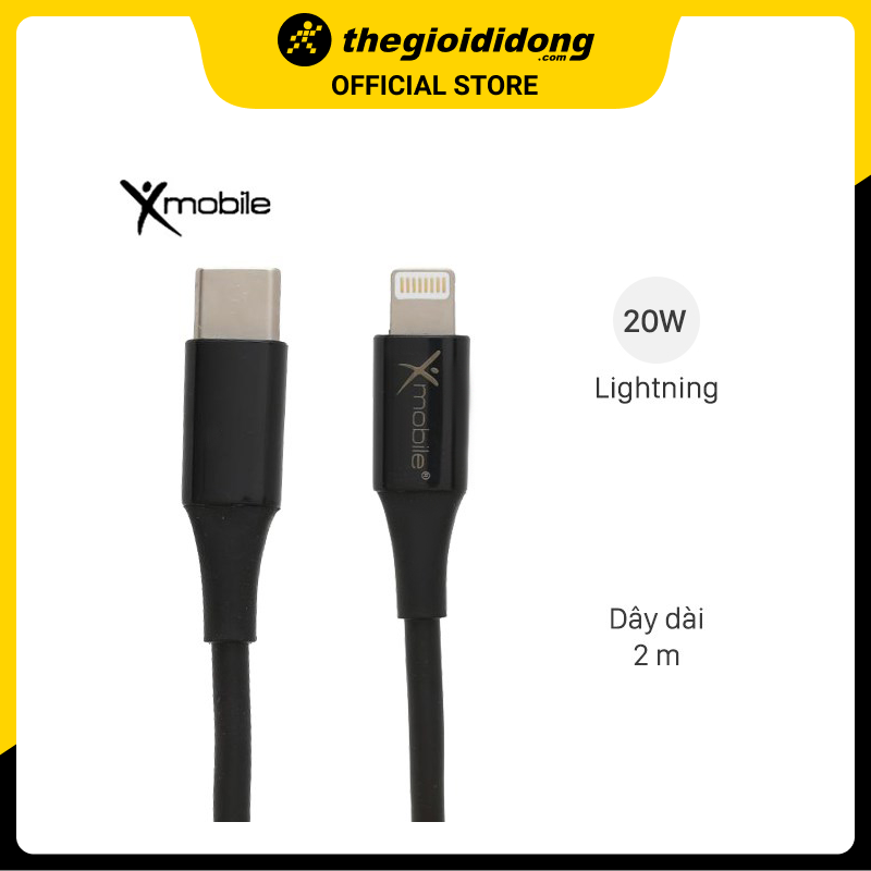 Cáp Type C - Lightning 2m Xmobile CL-PD01-2000 Đen - Hàng chính hãng