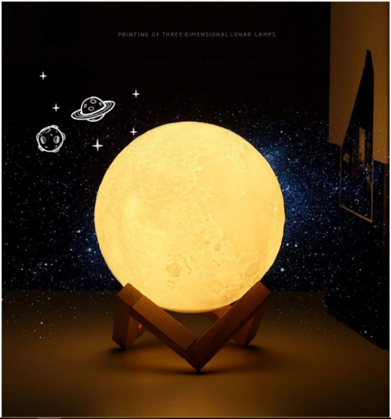 Đèn ngủ mặt trăng Moonlight 3D cảm ứng thông minh size 12cm, đèn ngủ thông minh để bàn trang trí độc đáo