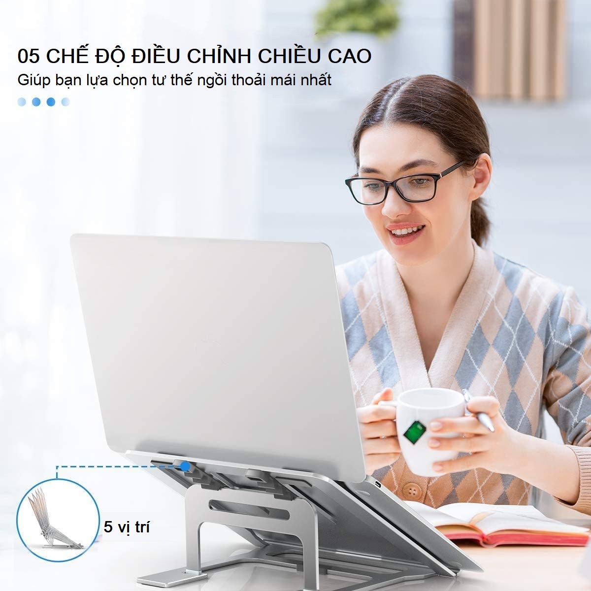 Giá Đỡ Máy Tính, Laptop, iPad, Macbook Hợp Kim Nhôm Cao Cấp. Hỗ Trợ Tản Nhiệt Chống Mỏi Cổ, Vai, Gáy. Hàng Chính Hãng Tamayoko