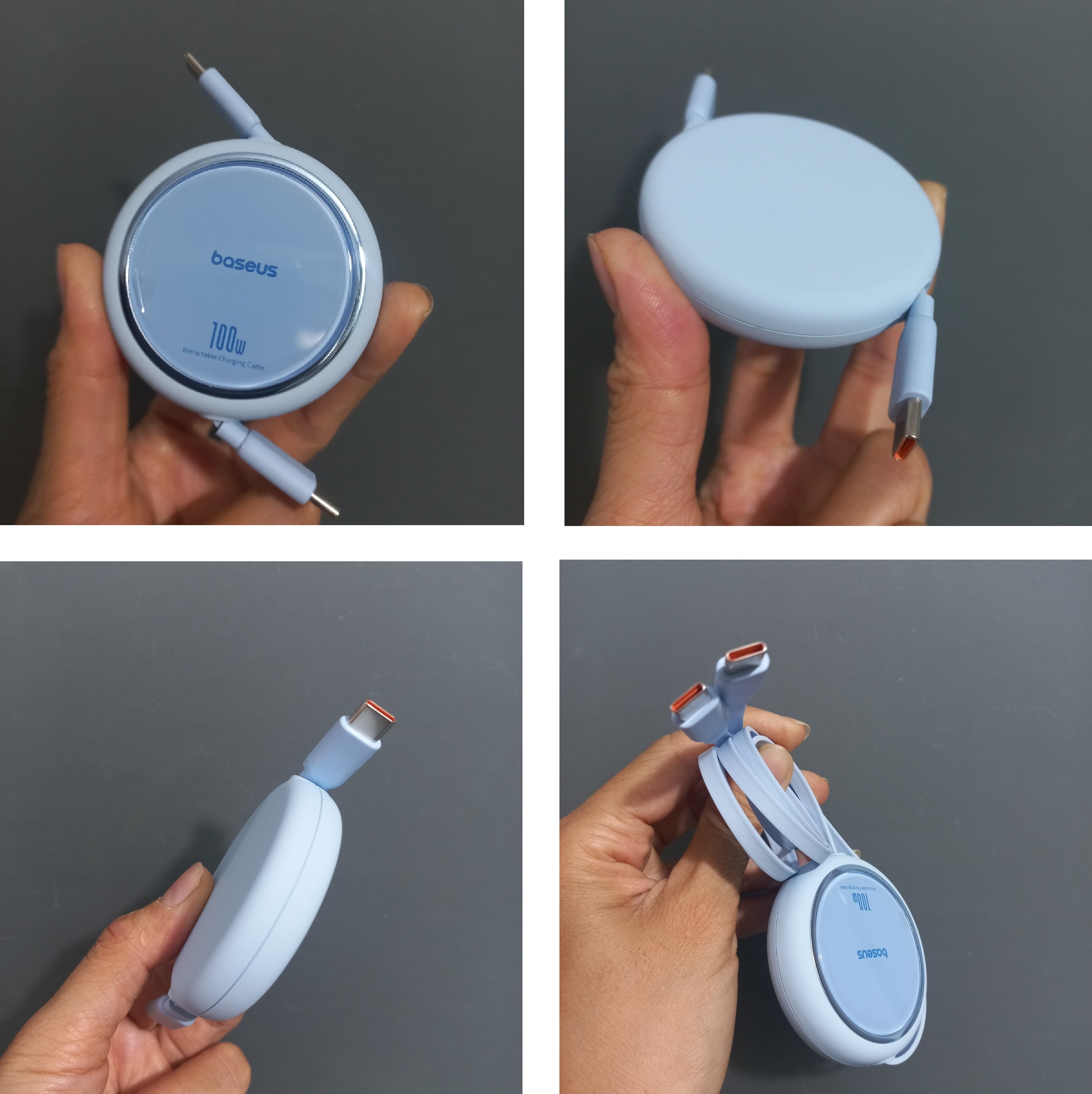 Cáp sạc dây rút C to C 100W cho macbook laptop Baseus Free2Draw Mini Retractable CB000062 _ hàng chính hãng