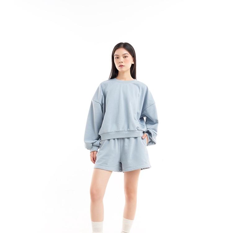 DOTTIE - Áo sweater dáng lửng nữ xám xanh T0520