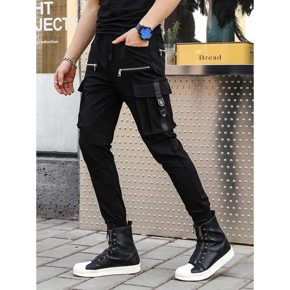 Quần jogger kaki túi hộp unisex Dây Kéo, nam nữ ulzzang KUN