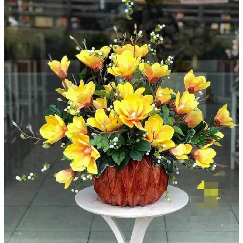 Cành Mộc Lan Cao Su Bông To Dài 95cm - Cành hoa giả, cắm lọ, cắm lẵng, trang trí nhà cửa, văn phòng