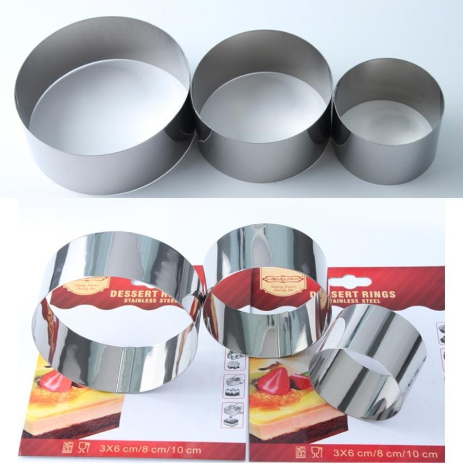 Khuôn RING Mousse Cookies Cutter KHUÔN Nhấn Dụng Cụ Làm Bánh Quy Hình Tròn Theo Bộ 3 Chiếc - CBMOUSTRON3P