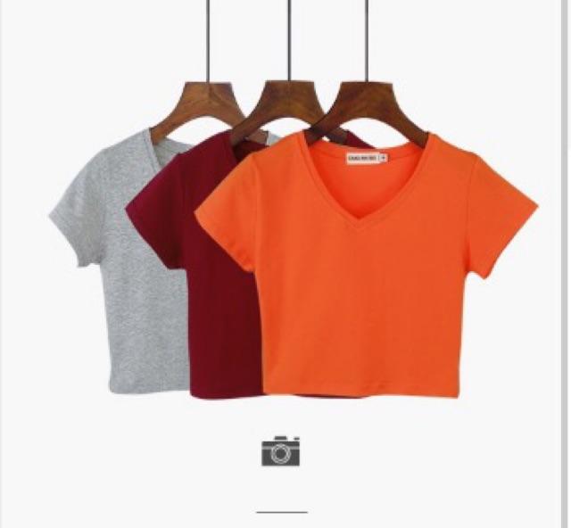 Áo thun tay ngắn body cô tim croptop