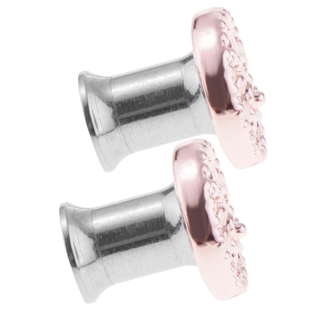 2pcs Fancy Rose Gold Flower Ear Plug Tunnel Stainless Steel Ear Jewelry 6mm