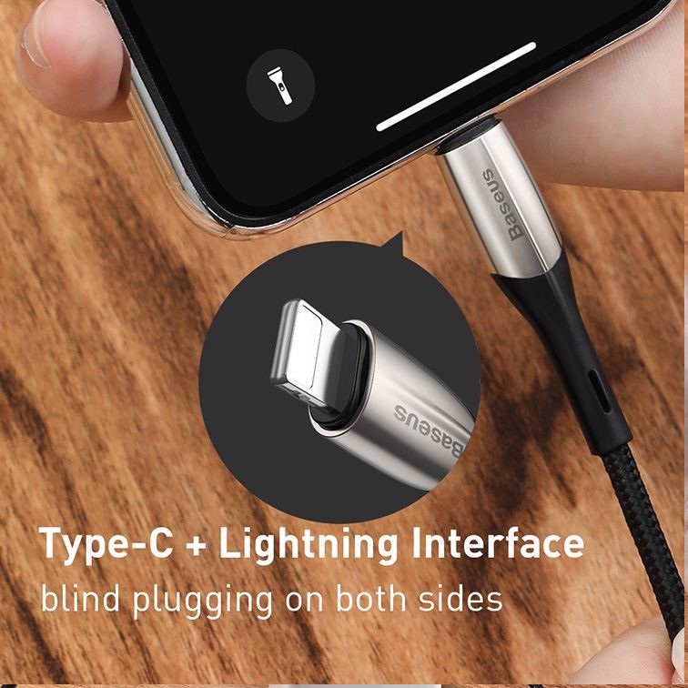 Dây cáp sạc nhanh 18W cho iPad iPhone hiệu Baseus Horizontal (trang bị đèn LED, sạc nhanh chuẩn PD 18W, Công nghệ chống đứt SR) - hàng nhập khẩu