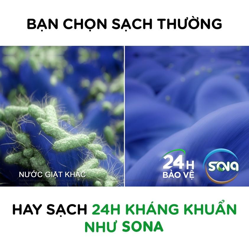 Nước giặt sinh học SONA 10kg giặt xả quần áo 2 trong 1 lưu hương suốt 24h 100% organic